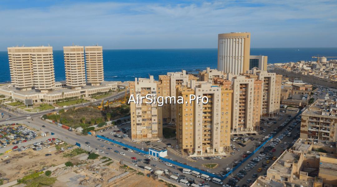 Libya, Tripoli seafront skyline view